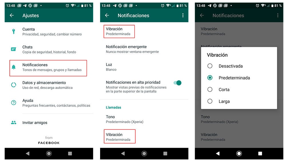 Configurando la vibración
