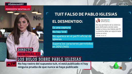 No, Pablo Iglesias jamás afirmó que "exterminaría a la derecha": desmontamos los primeros bulos sobre el nuevo Gobierno No, Pablo Iglesias jamás afirmó que "exterminaría a la derecha": desmontamos los primeros bulos sobre el nuevo Gobierno