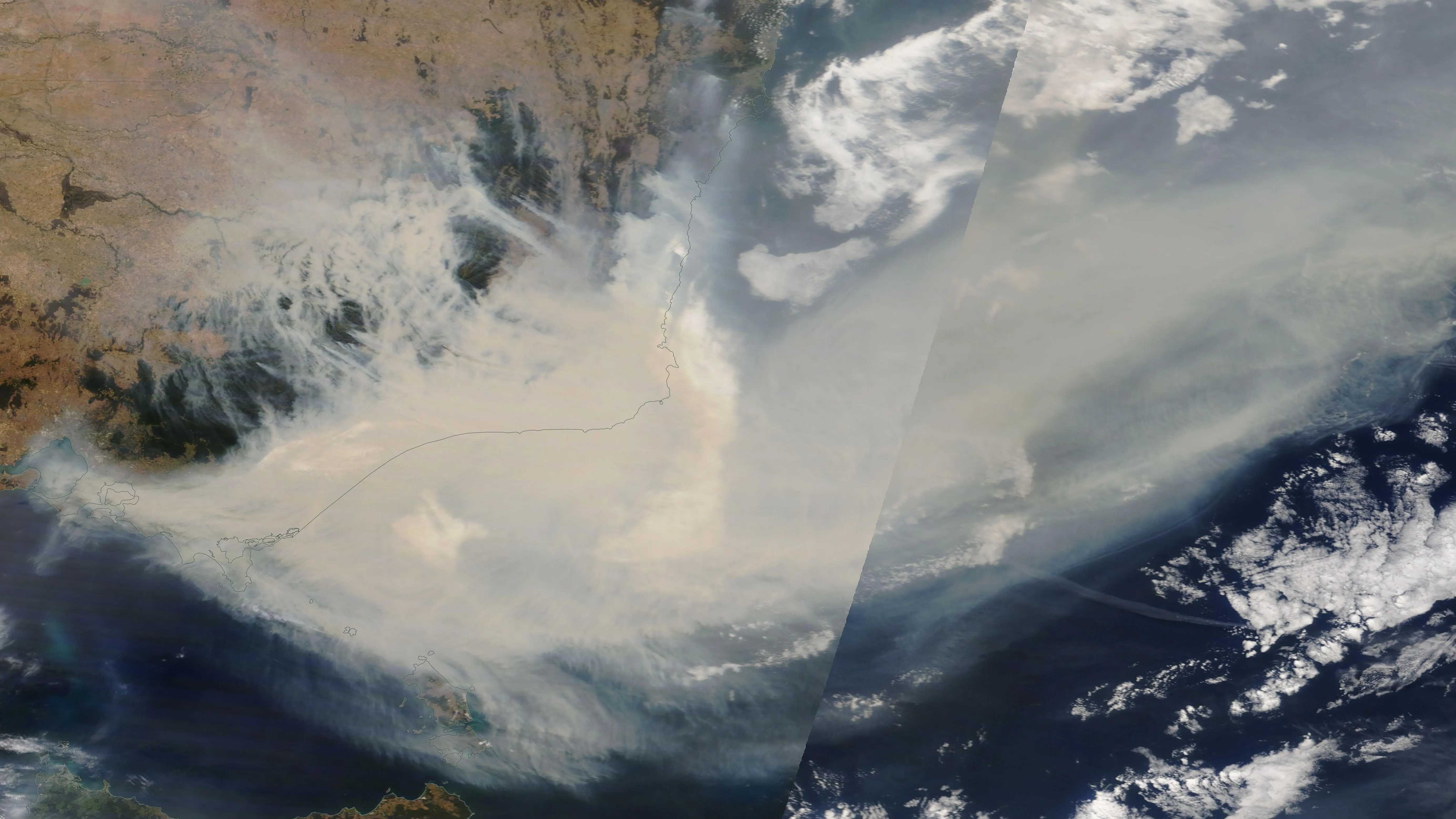 Vista del humo de los incendios de Australia