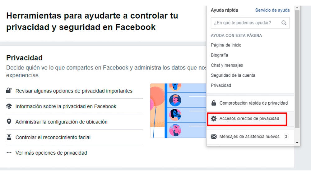 Accediendo a los ajustes de privacidad