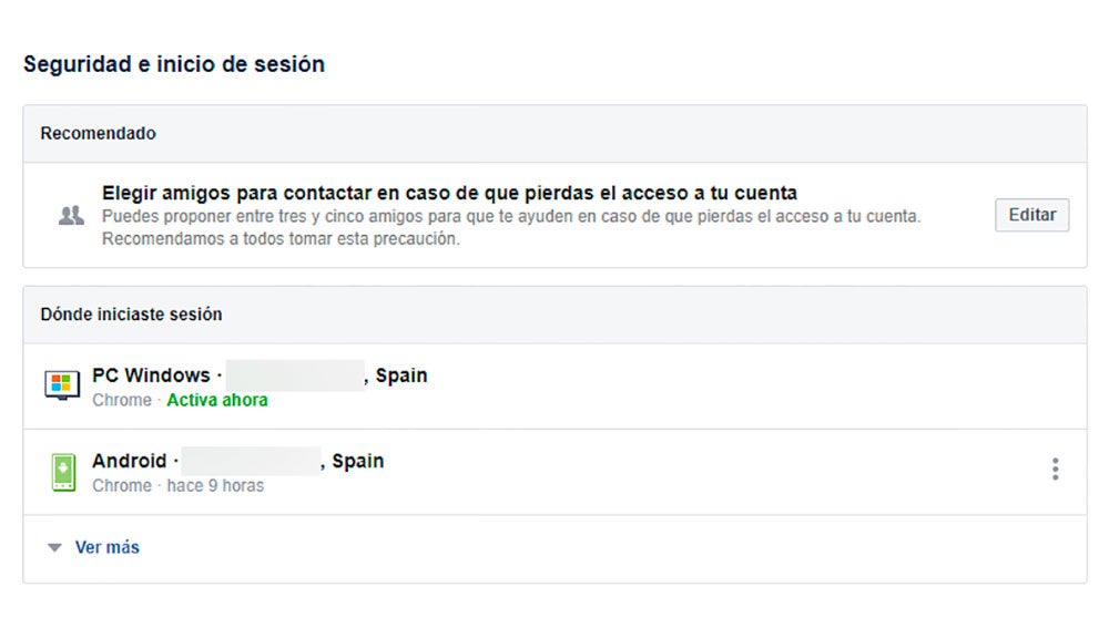 Aquí puedes ver las sesiones activas y su ubicación