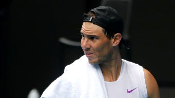 Rafa Nadal, entrenando para el Open de Australia