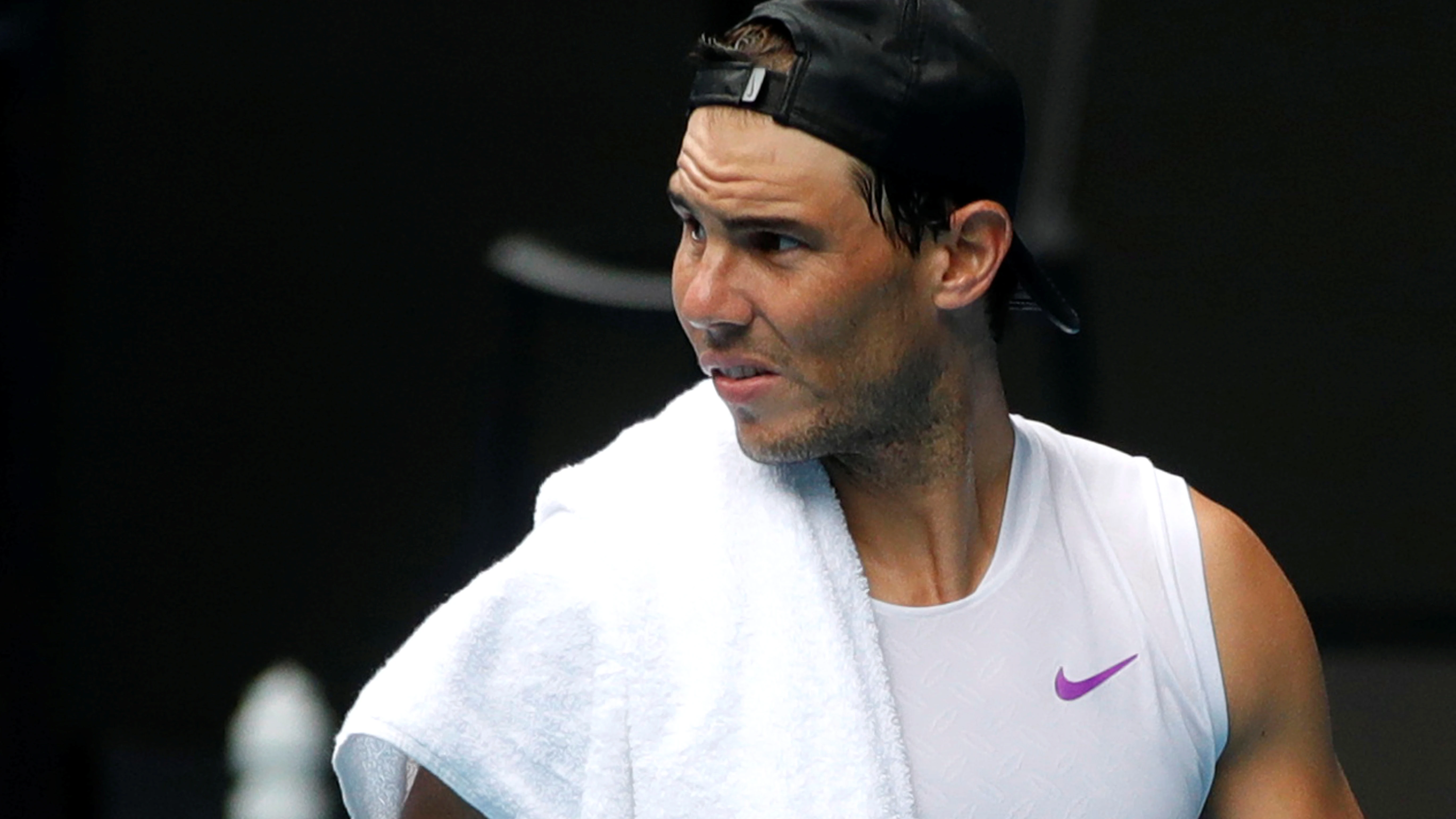 Rafa Nadal, entrenando para el Open de Australia