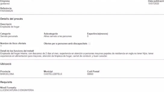 Vergonzosa oferta de empleo Vergonzosa oferta de empleo