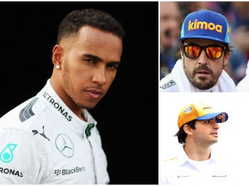 Lewis Hamilton, Fernando Alonso y Carlos Sainz Lewis Hamilton, Fernando Alonso y Carlos Sainz