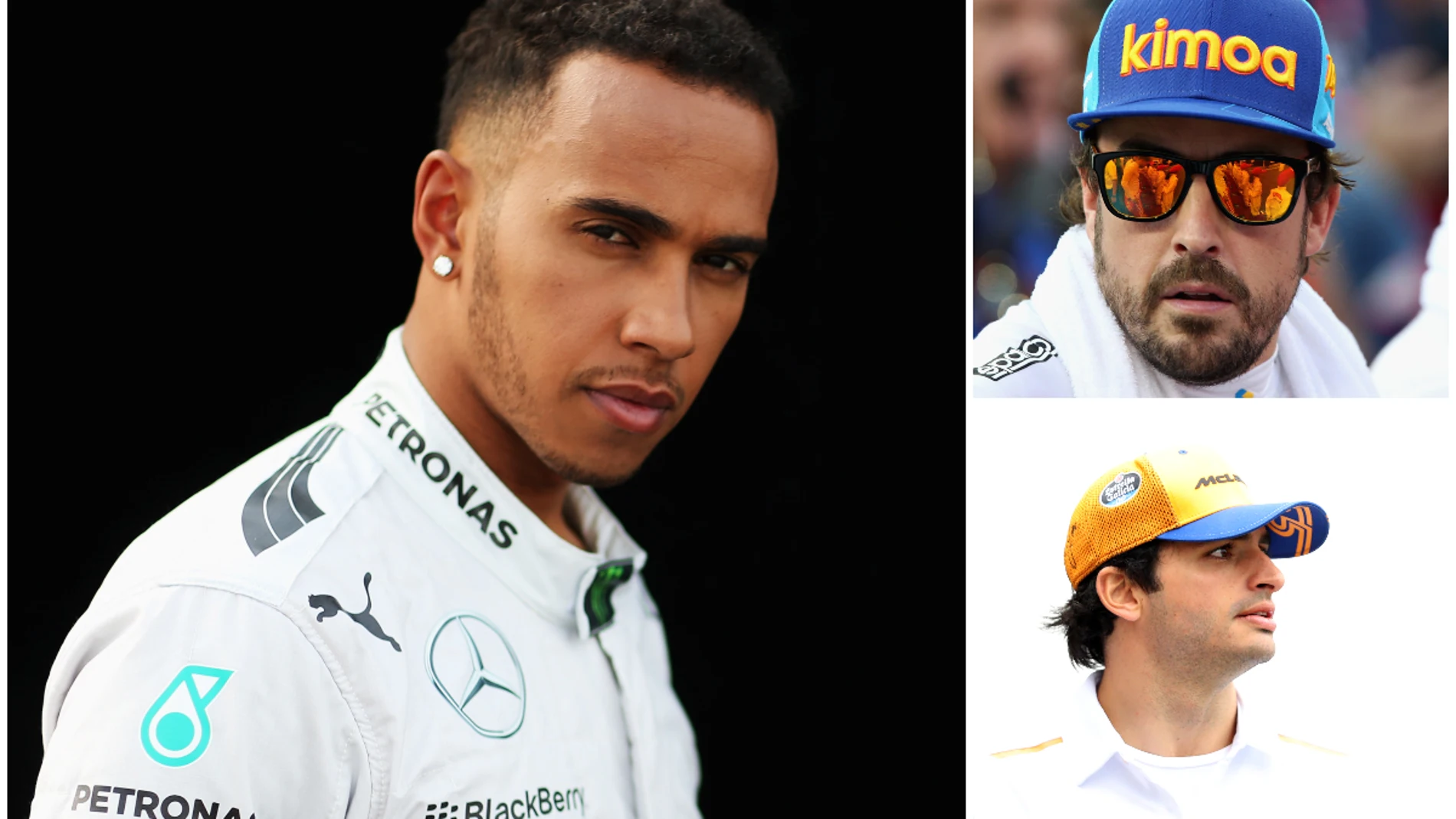 Lewis Hamilton, Fernando Alonso y Carlos Sainz