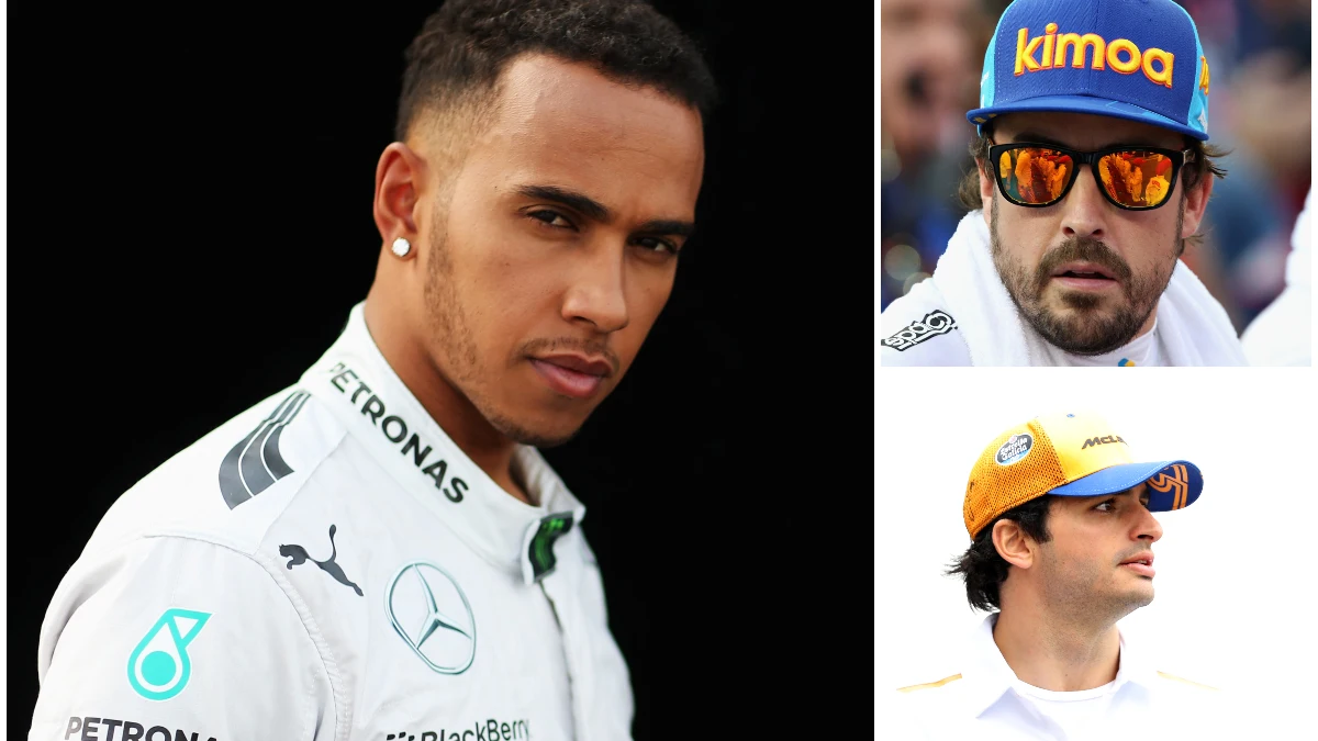 Lewis Hamilton, Fernando Alonso y Carlos Sainz