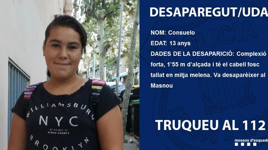 Imagen de Consuelo, la menor desaparecida en Barcelona Imagen de Consuelo, la menor desaparecida en Barcelona