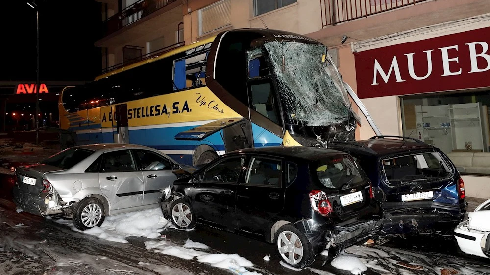 Imagen del accidente de autobús en Estella