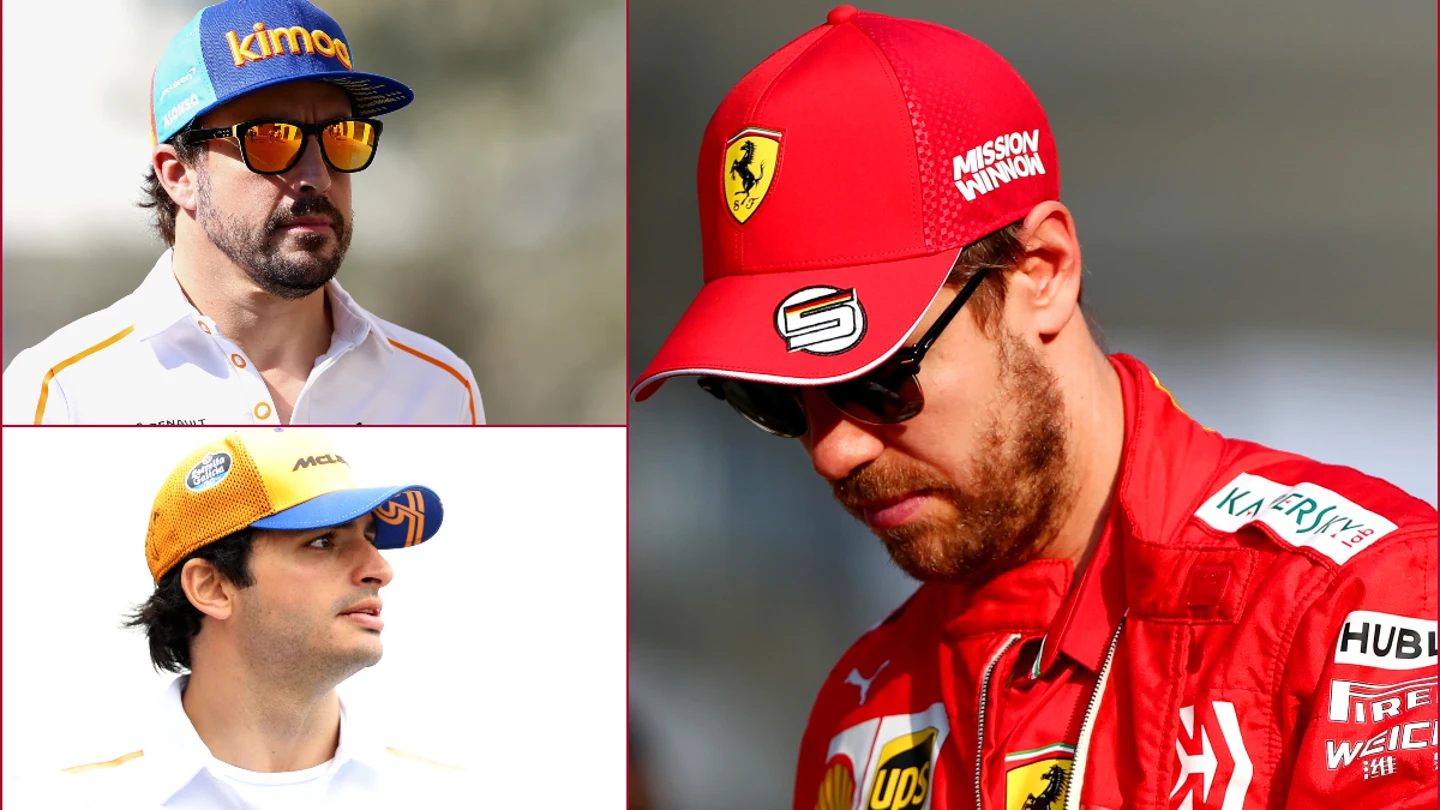 Fernando Alonso, Carlos Sainz y Sebastian Vettel Fernando Alonso, Carlos Sainz y Sebastian Vettel