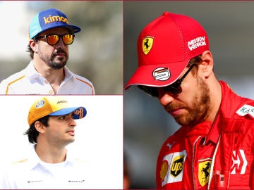 Fernando Alonso, Carlos Sainz y Sebastian Vettel Fernando Alonso, Carlos Sainz y Sebastian Vettel