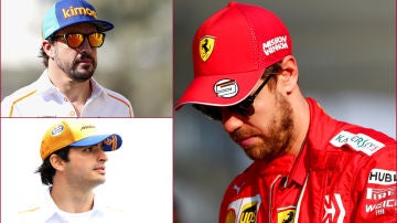 Fernando Alonso, Carlos Sainz y Sebastian Vettel