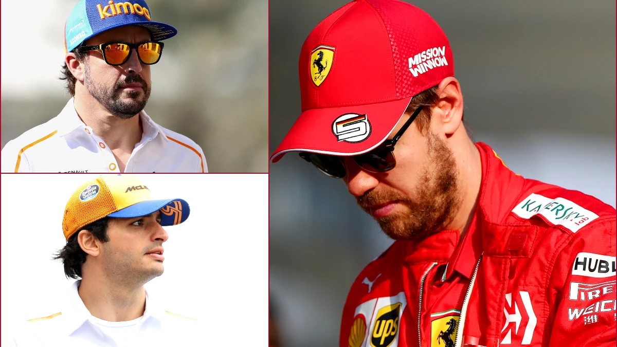 Fernando Alonso, Carlos Sainz y Sebastian Vettel