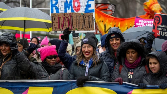 Imagen de la Marcha de mujeres alrededor de la Casa Blanca. Imagen de la Marcha de mujeres alrededor de la Casa Blanca.