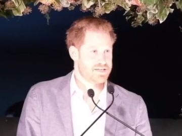 El príncipe Harry durante su discurso en una cena benéfica El príncipe Harry durante su discurso en una cena benéfica