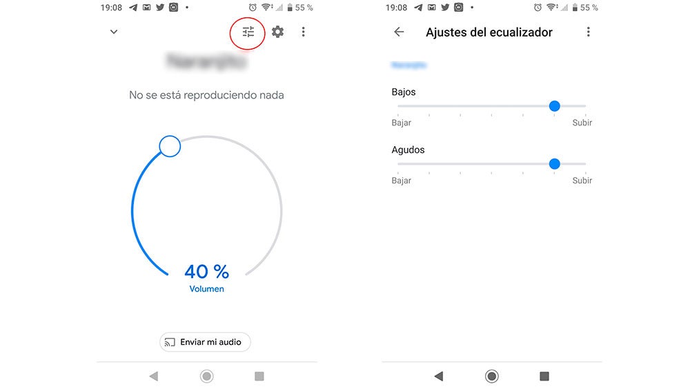 Editando los ajustes de audio