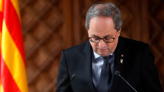 Quim Torra durante la declaración institucional Quim Torra durante la declaración institucional