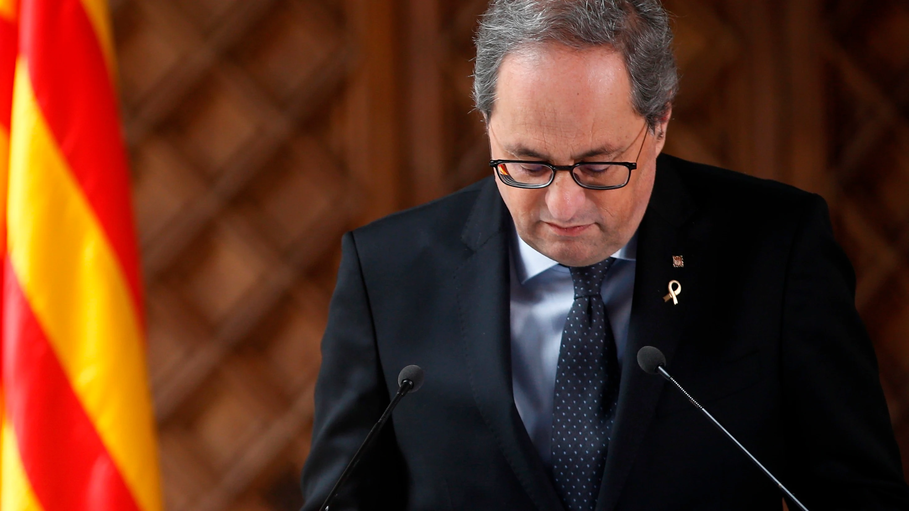 Quim Torra durante la declaración institucional 