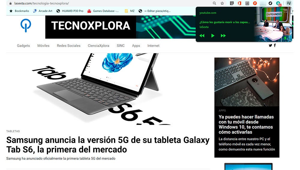 Con una previsualización de YouTube
