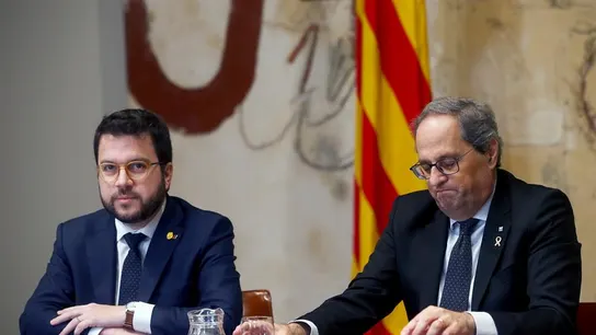 Pere Aragonès y Quim Torra en una reunión del Govern Pere Aragonès y Quim Torra en una reunión del Govern