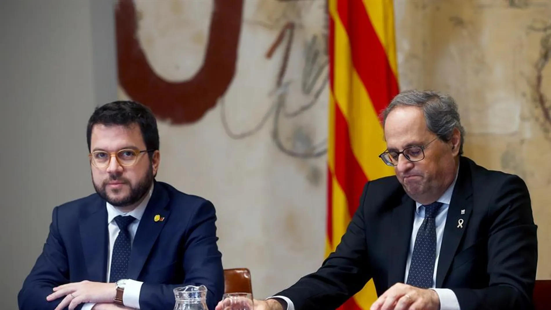 Pere Aragonès y Quim Torra en una reunión del Govern