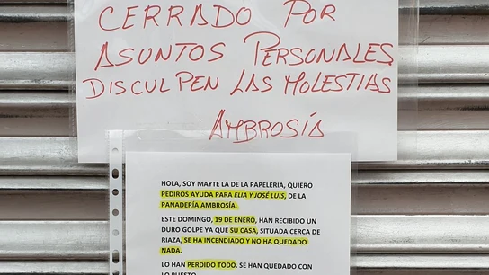 El cartel colgado del cierre de la panadería de Elia y José Luis El cartel colgado del cierre de la panadería de Elia y José Luis