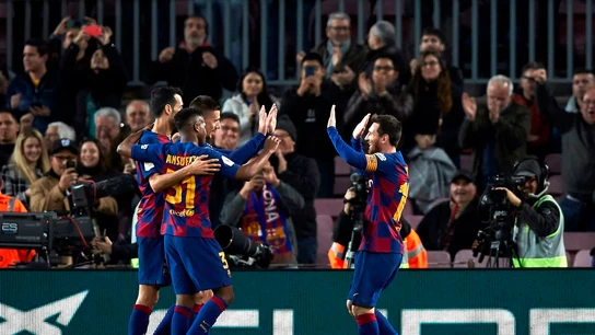 Los jugadores del Barcelona celebran un gol ante el Leganés. Los jugadores del Barcelona celebran un gol ante el Leganés.