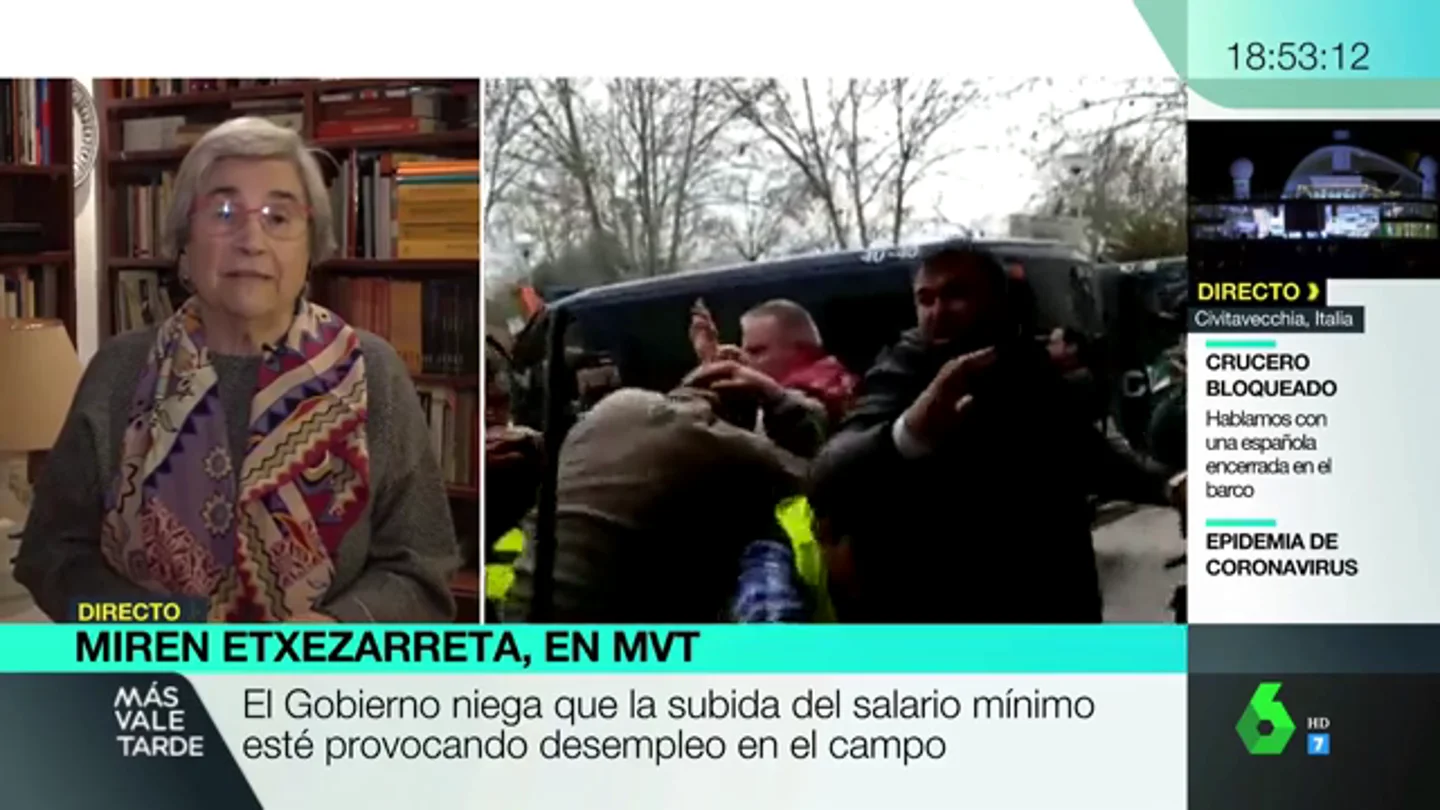 Miren Etxezarreta, sobre el sector agrario: "Que no se equivoquen de adversarios. Quienes bajan los precios son las distribuidoras" Miren Etxezarreta, sobre el sector agrario: "Que no se equivoquen de adversarios. Quienes bajan los precios son las distribuidoras"