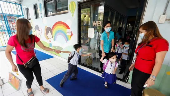 Imagen de archivo de medidas preventivas por el coronavirus en un colegio chino-filipino de Ciudad Quezón Imagen de archivo de medidas preventivas por el coronavirus en un colegio chino-filipino de Ciudad Quezón