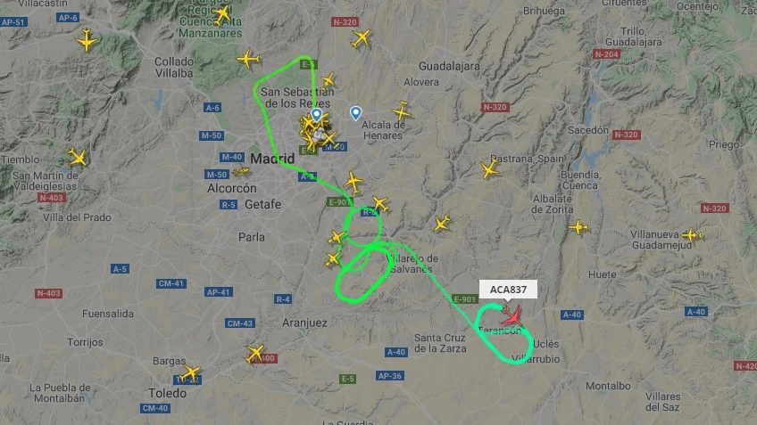 El avión de Air Canada que prepara un aterrizaje de emergencia en Madrid-Barajas