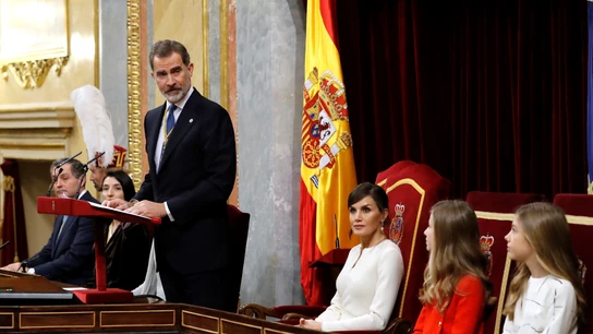 El rey Felipe VI, durante su discurso en la apertura solemne de la legislatura El rey Felipe VI, durante su discurso en la apertura solemne de la legislatura