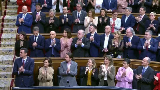 El tímido aplauso de los miembros de Podemos al Rey Felipe VI en el acto de apertura de legislatura en el Congreso El tímido aplauso de los miembros de Podemos al Rey Felipe VI en el acto de apertura de legislatura en el Congreso