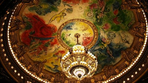 Espectacular techo y lámpara de la Ópera Garnier