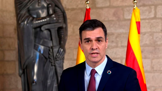 Pedro Sánchez, tras su reunión con Quim Torra en el Palau de la Generalitat Pedro Sánchez, tras su reunión con Quim Torra en el Palau de la Generalitat