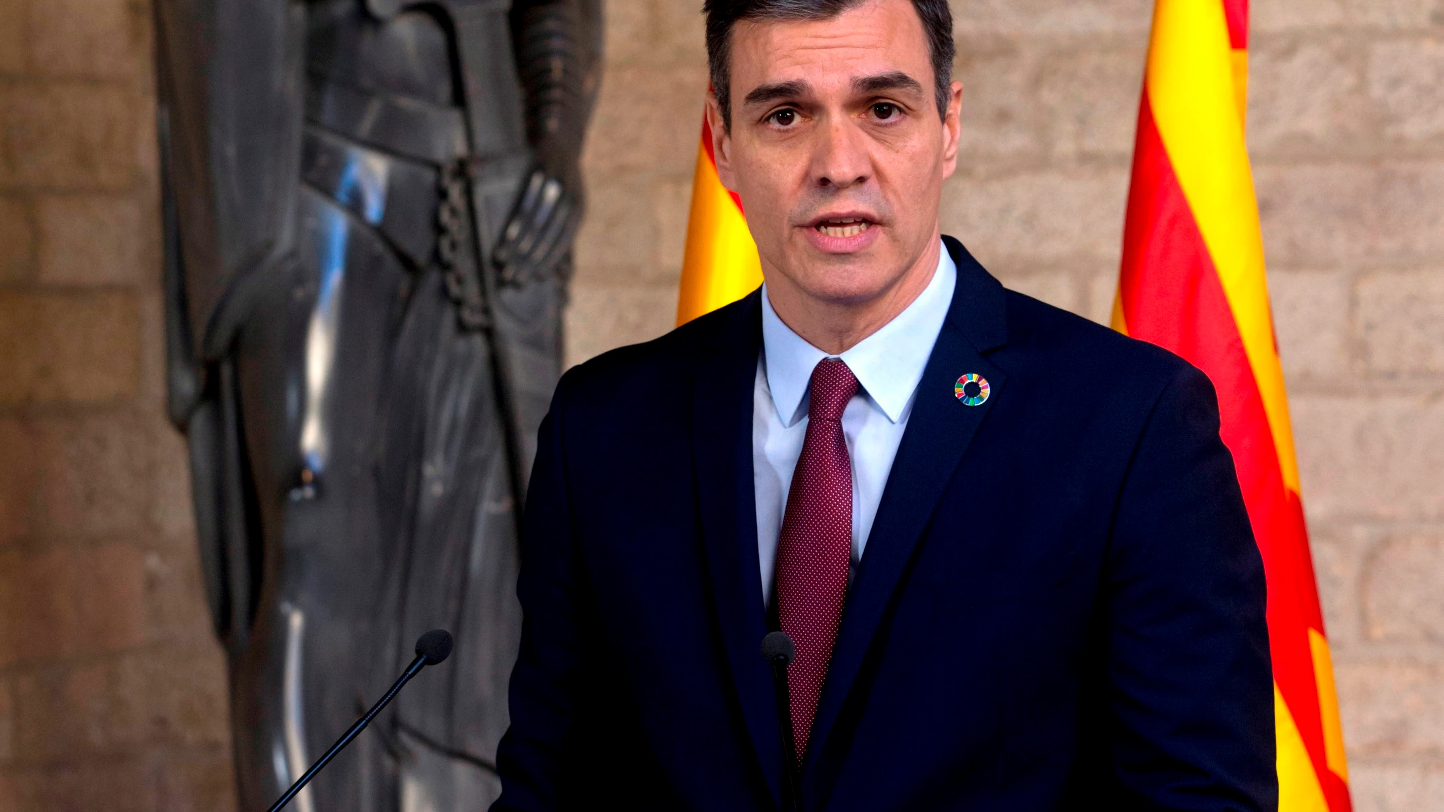 Pedro Sánchez, tras su reunión con Quim Torra en el Palau de la Generalitat