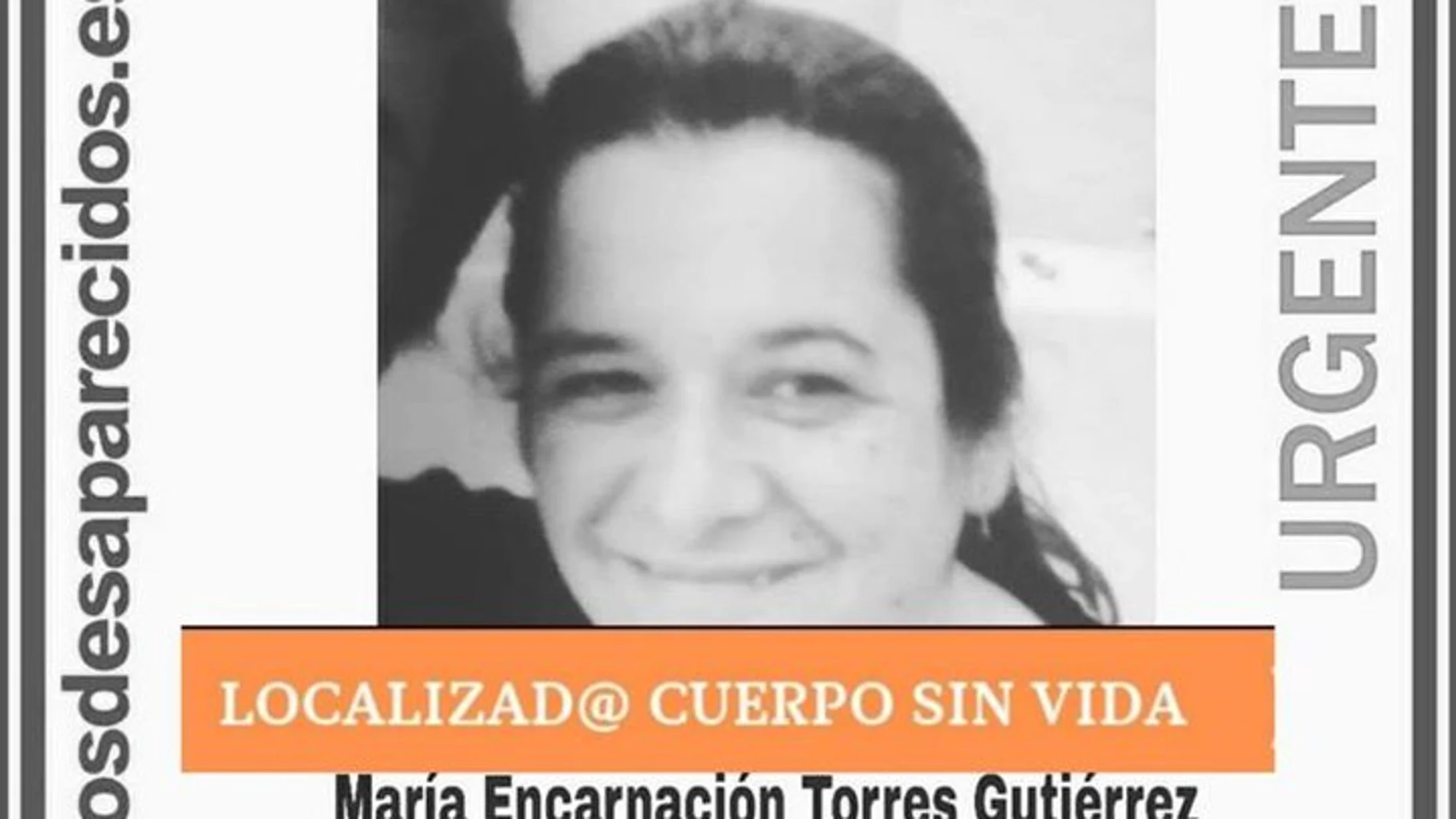 El anuncio de SOS Desaparecidos sobre el fallecimiento de María Encarnación Torres