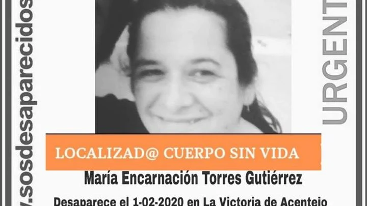 El anuncio de SOS Desaparecidos sobre el fallecimiento de María Encarnación Torres