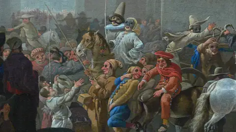 Óleo de Lingelbach 'Carnaval en Roma' Óleo de Lingelbach 'Carnaval en Roma'