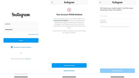 Opción de solicitar revisión de un perfil inhabilitado Opción de solicitar revisión de un perfil inhabilitado