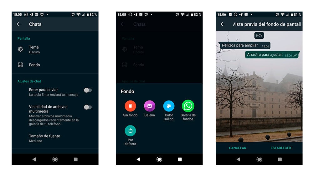 Cambiando el fondo en el modo oscuro