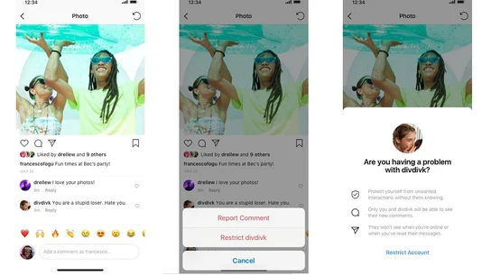 Opción de restricción de un perfil en Instagram Opción de restricción de un perfil en Instagram