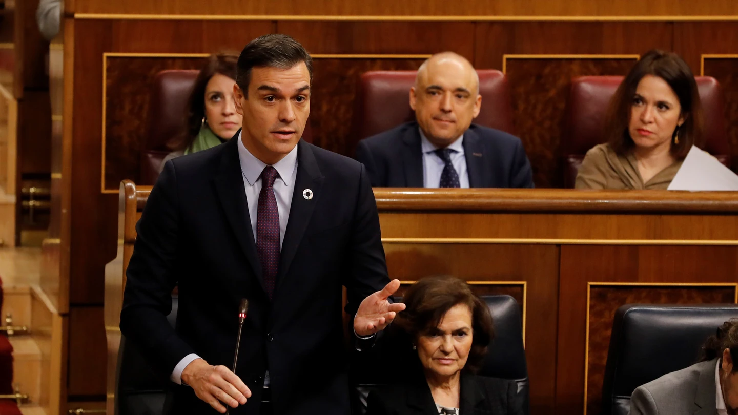 Pedro Sánchez interviniendo durante la primera sesión de control al Gobierno Pedro Sánchez interviniendo durante la primera sesión de control al Gobierno