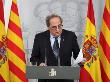 El president de Cataluña Quim Torra durante la rueda de prensa El president de Cataluña Quim Torra durante la rueda de prensa