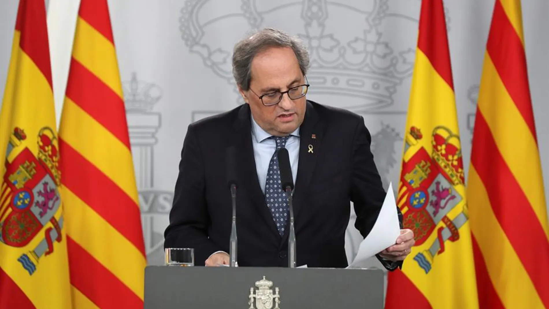 El president de Cataluña Quim Torra durante la rueda de prensa