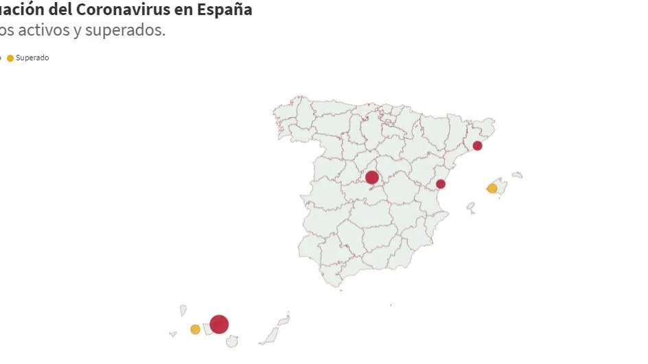 Mapa del coronavirus en España