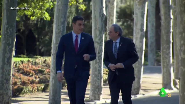 Así ha sido el momento íntimo entre Pedro Sánchez y Quim Torra paseando por Moncloa que se ha "salido de madre"