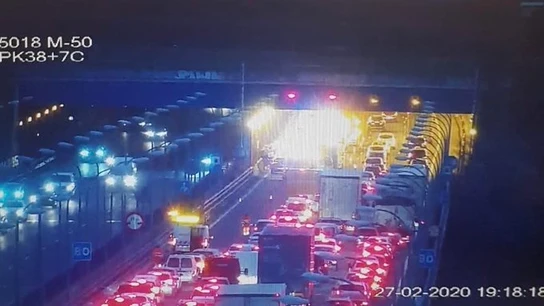 Retenciones en la M-50 a su paso por Getafe tras una colisión múltiple Retenciones en la M-50 a su paso por Getafe tras una colisión múltiple