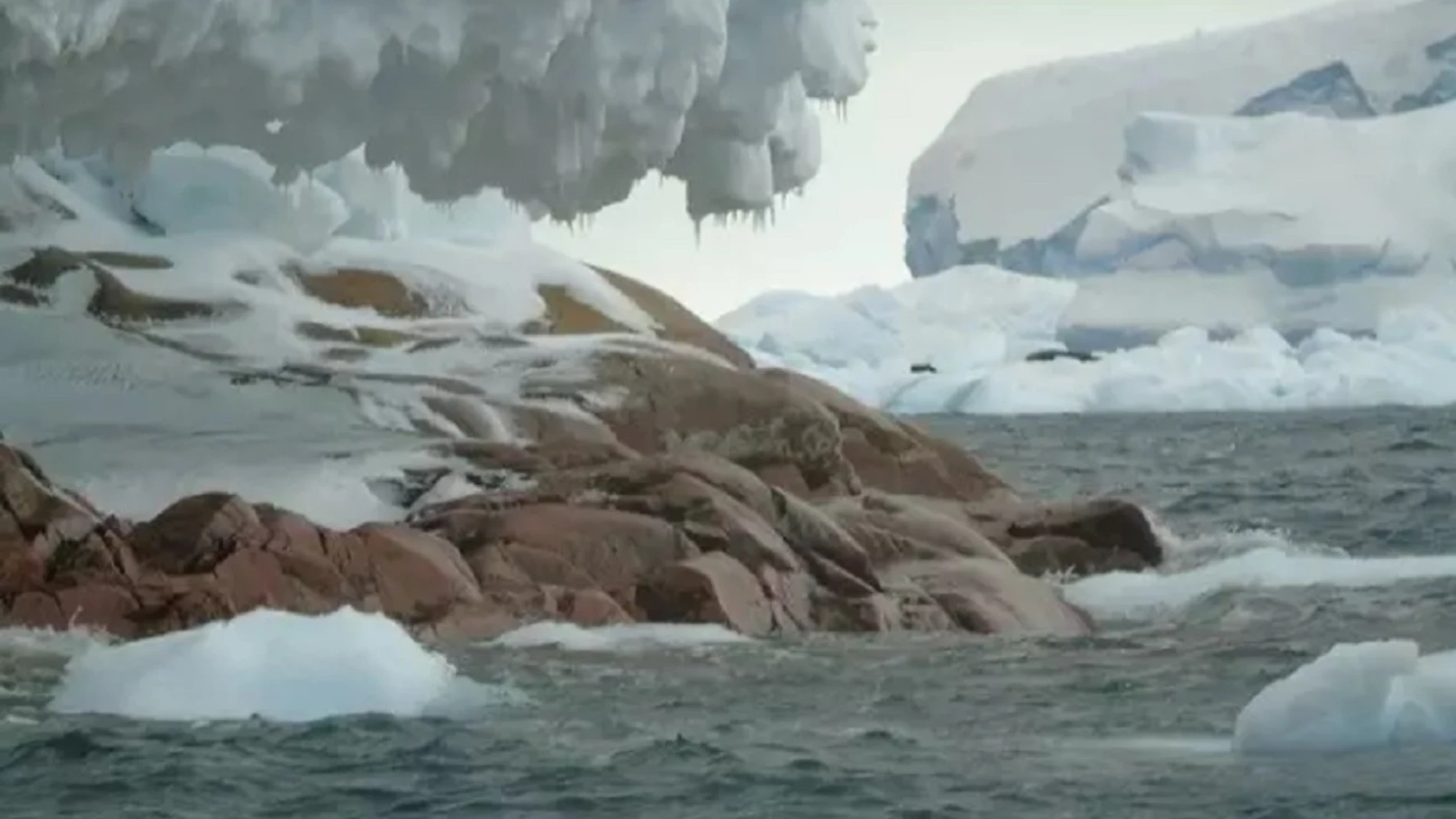 Imagen de la isla que ha aparecido en la Antártida por el deshielo glaciar