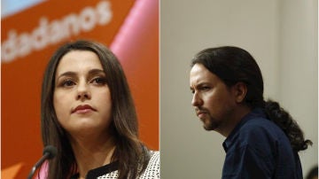 Inés Arrimadas, portavoz de Ciudadanos, y Pablo Iglesias, líder de Podemos