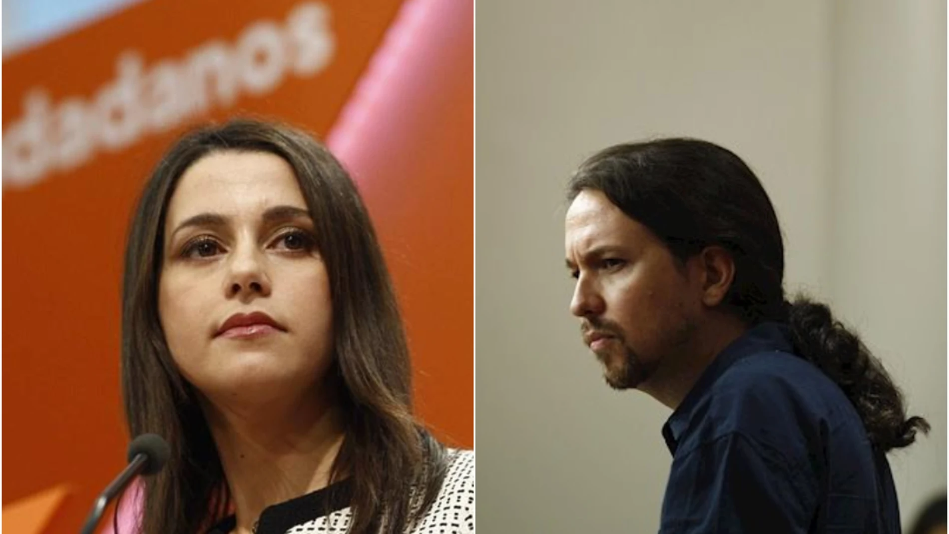 Inés Arrimadas, portavoz de Ciudadanos, y Pablo Iglesias, líder de Podemos
